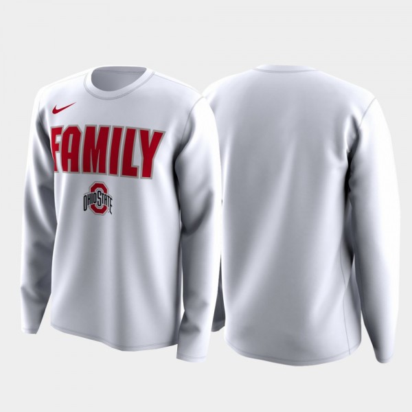 Ohio State Buckeyes Men's Long Sleeve Family on Court March Madness Legend White College Basketball T-Shirt 2404NIIA5